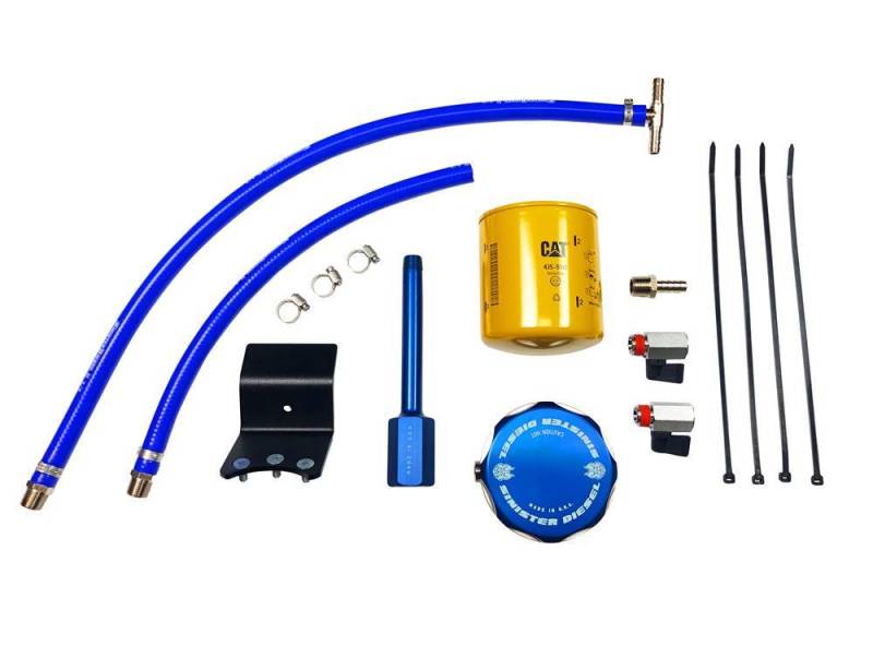 Ford F-350 Coolant Filtration System - Sinister Diesel - Engine Mount, CNC Machined 6061 Aluminum, Anodized in Sinister Blue - `11-`16 Ford F-350 Coolant Filtration System - Sinister Diesel - Engine Mount, CNC Machined 6061 Aluminum, Anodized in Sinister Blue - `11-`16